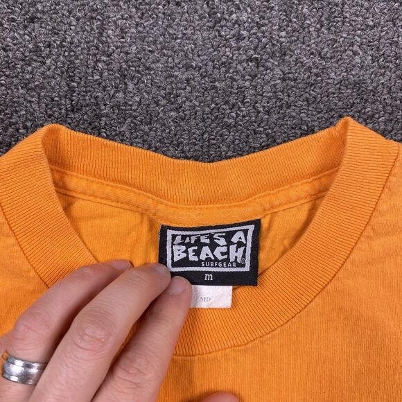 Life’s A Beach T Shirt Get With The Program Funny Print Orange Mens Size Medium - Picture 2 of 6